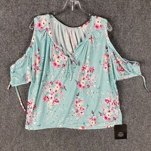 Koandaily Blouse Women's‎ Large Cold Shoulder NWT Floral Short Sleeve L